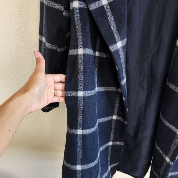Ann Taylor Navy Plaid Women's Coat Xs Petite - Picture 6 of 8